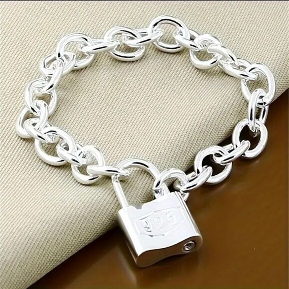 Sterling Silver Lock Bracelet - Picture 1 of 6